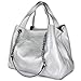 Borsa argentata donna grande a spalla capiente con catena tracolla shopper shopping bag silver borsello 3 tre pezzi da lavoro ufficio per tutti i giorni giornaliera primavera estate 2022 Argento