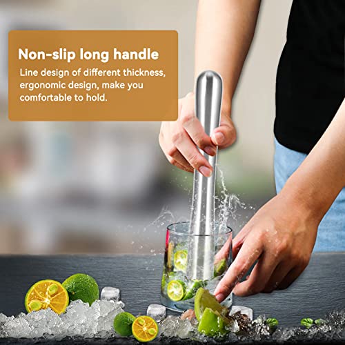 Roestvrij staal cocktail stamper, drinken stamper cocktail mixer Mojitos fruit stamper citroen hamer stamper bar gereedschap voor heerlijke Mojitos maken, 8.9inch - Image 3