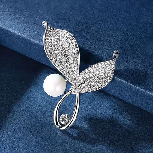 Image of Dainty Gold Crystal Flower Brooch Pin Shiny Zircon Pearls Floral Femininity Brooch Trendy Prom Costume Jewelry Accessories Gift for Women