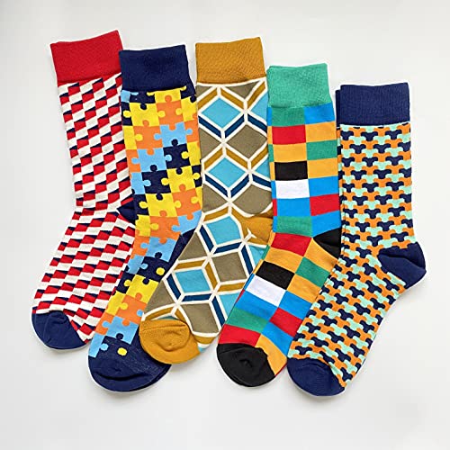 Men's Fun Set Dress Socks-Colorful Funny Novelty Cotton Funky Crew Socks Pack,Art Socks2