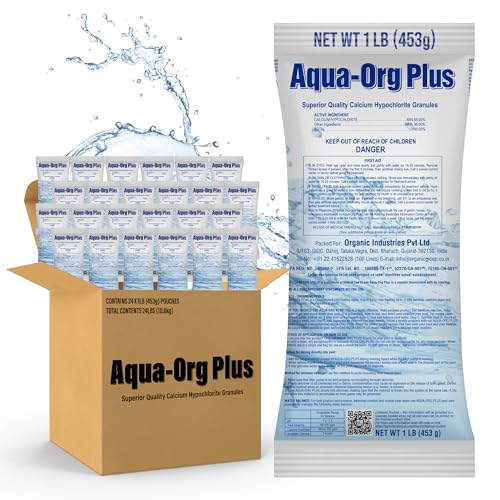 Pool Shock by Pyrock Chemical Aqua Org Plus - 65% Granular Cal Hypo - Swimming Pool Shock for In-Ground Above Ground Spas & Hot Tubs (24x1 lb Bags)