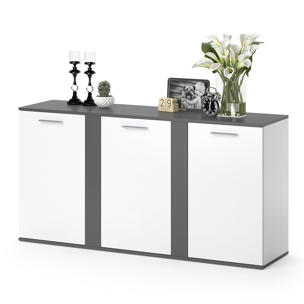 Vicco Kommode Novelli, Anthrazit, 40 x 80 cm mit Türen, geeignet zur Aufbewahrung von Kleidung und Haushaltsgegenständen