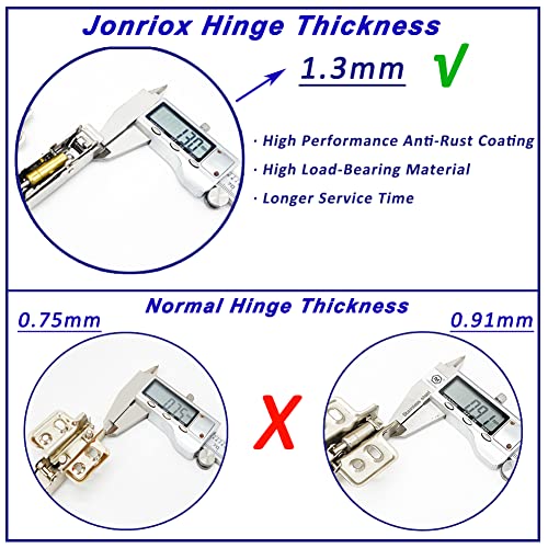 Jonriox Stainless Steel Soft Close Cabinet Hinges, 110 Degree Full Overlay For Kitchen Frameless Cabinet, European Concealed Door Hinges, Anti Rust, 3 Way Adjustable, Easy Installation, 10 Pack #TOP4