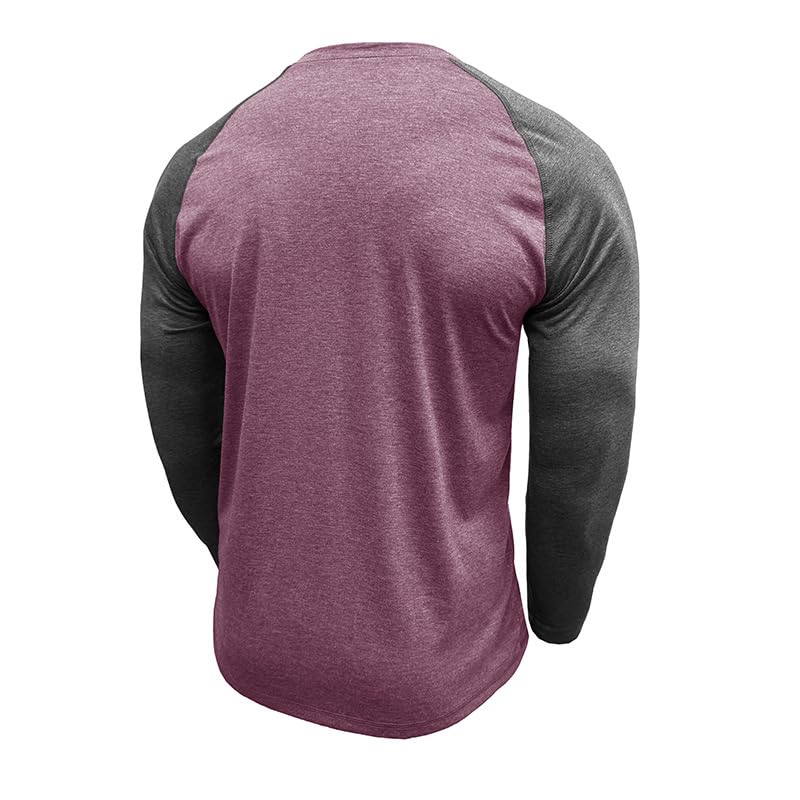 Camisetas de béisbol de manga larga raglán para hombre, cuello redondo, ajuste slim miniatura 4