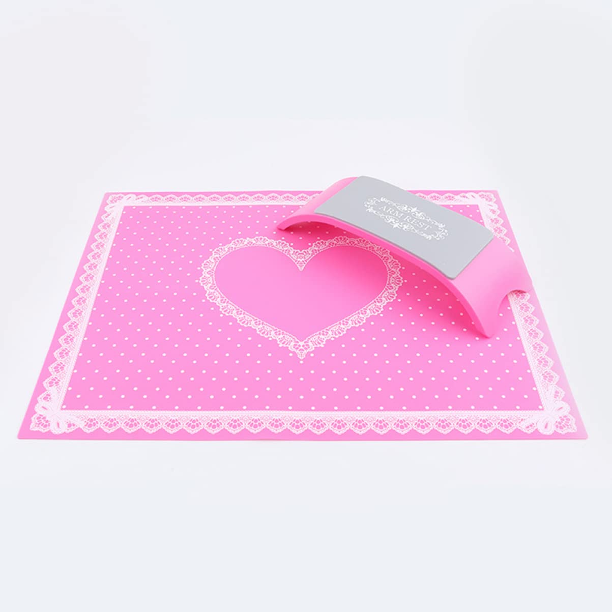 FRCOLOR 3pezzi Cuscino Silicone Per Manicure Tappetino Portatile e Lavabile Per Unghie Strumento Professionale Per Estetiste Art Rosa