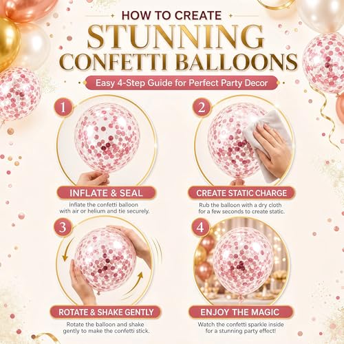 Image of Balloon Column Stand Kit with Balloons, Base and Pole, Balloon Column Kit for Floor or Table Backdrop Decoration for Party Wedding Baby Shower Birthday Graduation (Soft Rose Gold)