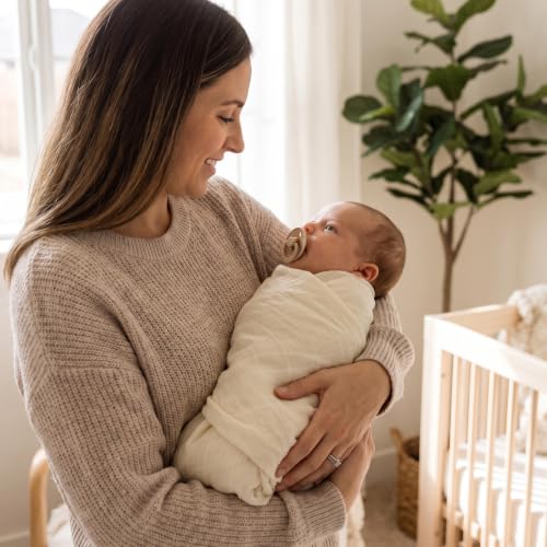 Image of The White Cradle Muslin Swaddle for Newborn Baby, Organic Cotton Wrap Off White