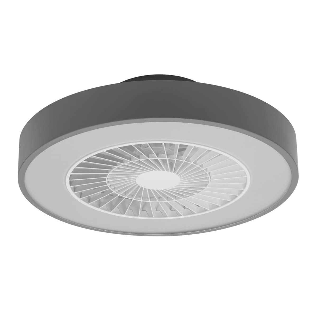 LEDVANCE Smart WiFi LED luce del ventilatore da soffitto, a forma di cilindro, grigio, dimmerabile, velocità dell'aria regolabile, telecomando incluso, controllabile tramite app e assistente vocale