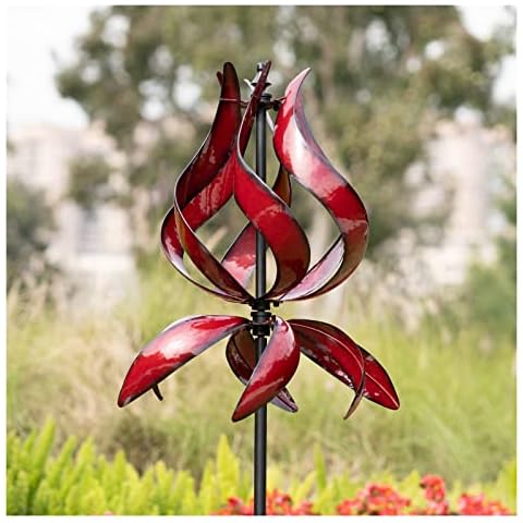 Cyan Oasis Yard Garden Wind Spinners - Large Outdoor Metal Wind Spinners with Stake, Yard Art Lawn Garden Decor (19" W x 87" H) Cover