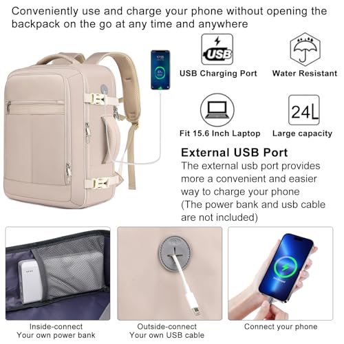 Image of EZUOLA Carry On Backpack, Travel Backpack for Men Women Airline Approved, Underseat Personal Item Travel Bag With Shoe Compartment,Laptop Mochila 15.6inch Casual Daypack for Weekender College,Beige