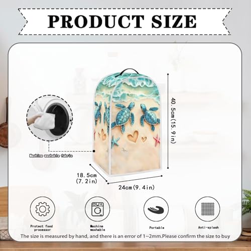 Image of Talayituse Beach Turtle Starfish Heart Print Blender Dust Cover, Fingerprint Protection Cover for Stand Mixer or Coffee Machine, Home Kitchen Appliance Covers for Stain Dust Resistant Supplies