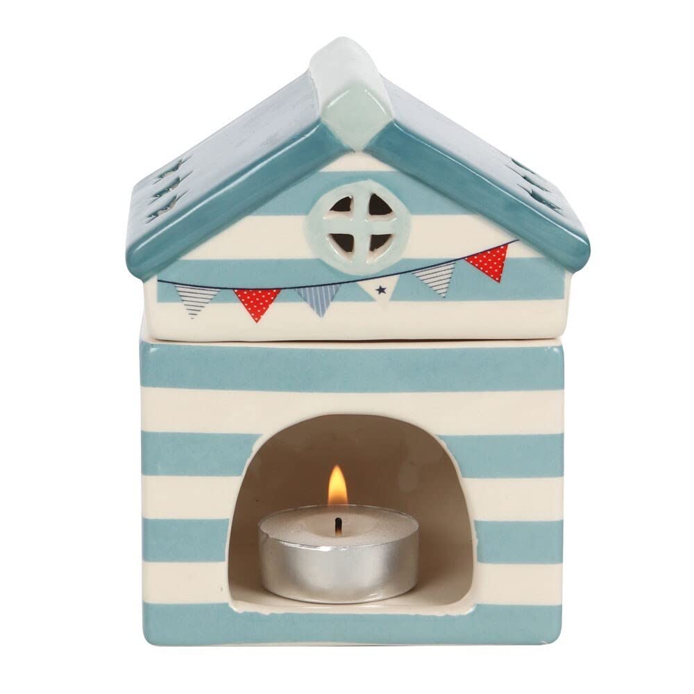 Gorgeous Multicolor Ceramic Beach Hut Oil Burner Oil Burner - 13cm x 10.5cm (1 Pc.) - Premium Material, Versatile & Elegant Design - Ideal Home Decor, Relaxing Ambiance