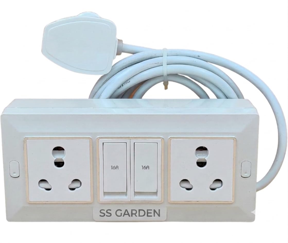 Power Extension Board with 2 Universal Sockets and 2 Individual 16A Switches, Heavy Duty Electrical Multi-Plug Strip for Home and Office Appliances, White Multi Plug Socket-picture-37