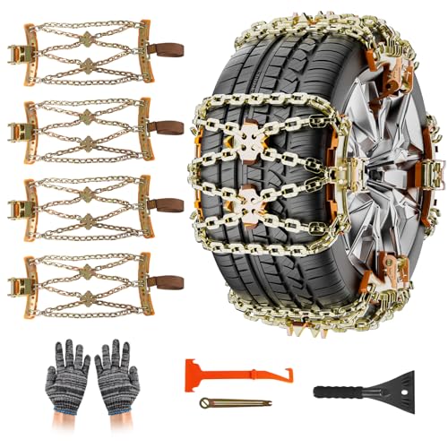 Chaînes à neige auto et SUV robustes : pack de sécurité hivernale avec gants