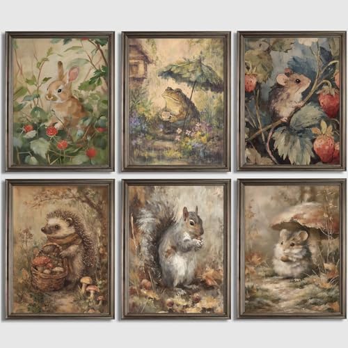 Woodland Animal Nursery Canvas Wall Art, 8x10inch Unframed | 6 Pc...