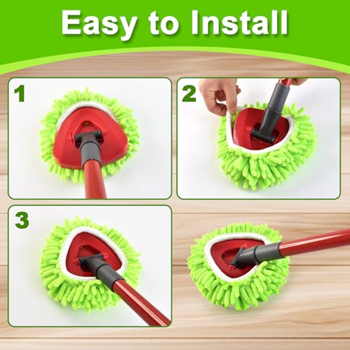 Image of Mop Replace Head for O Cedar, Spin Mop Heads Replacements for Ocedar RinseClean 2 Tank Spin Mop, Chenille Duster for Ocedar Mop Include 3 Pack Microfiber Chenille Mop Pad for Ocedar Spin Mop