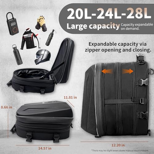 Bolsa trasera para motocicleta impermeable expandible 28L miniatura 2
