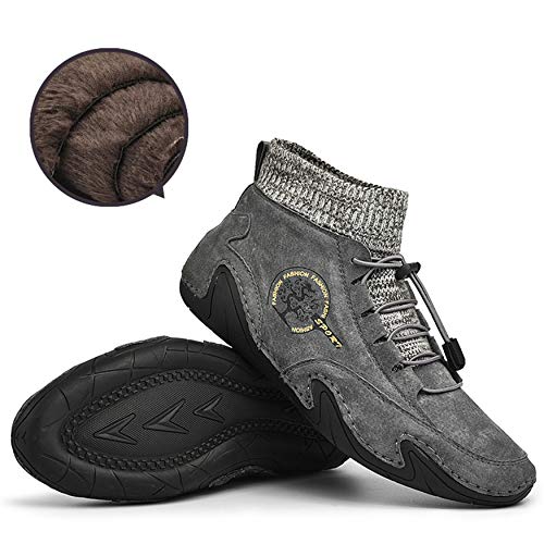 Qiucdzi mens leather ankle boots casual loafers boots mens slip o…