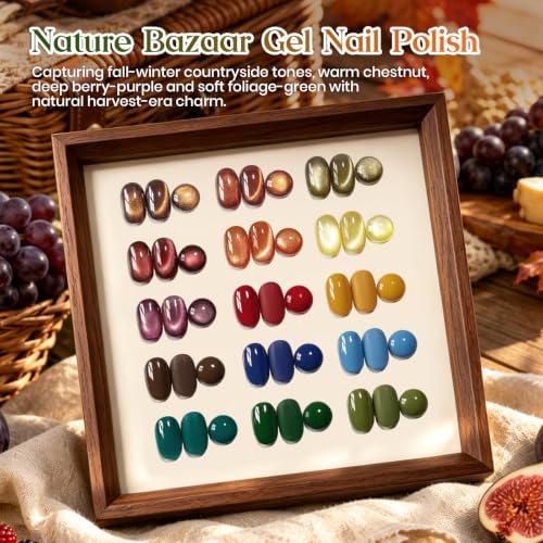 Image of Beetles Fall Gel Nail Polish Kit With Cat Eye Colors, Base & Top Coat