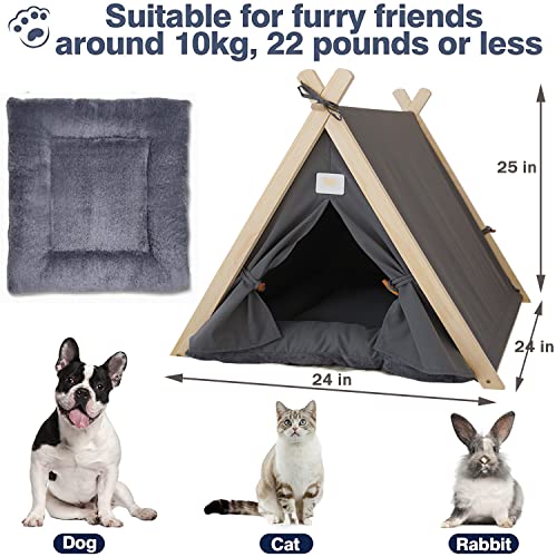 Pet Teepee Tent for Small Dogs & Cats, Portable Puppy Bed with Thick Cushion, Cat Teepee Washable Tent Dog Teepee Bed for Small Pets Up to 25lbs Indoor Outdoor - Image 6
