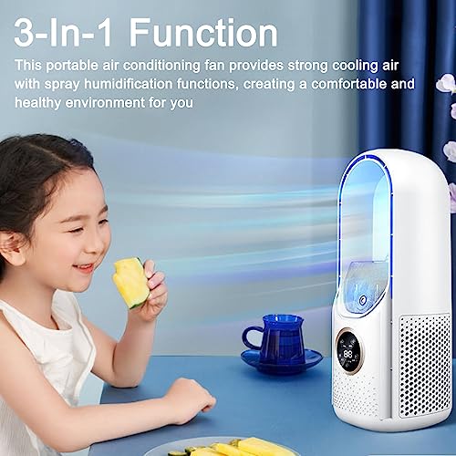 Jethrora Ventilador de ar condicionado portátil sem lâmina plug-in USB com ajuste de 6 velocidades,