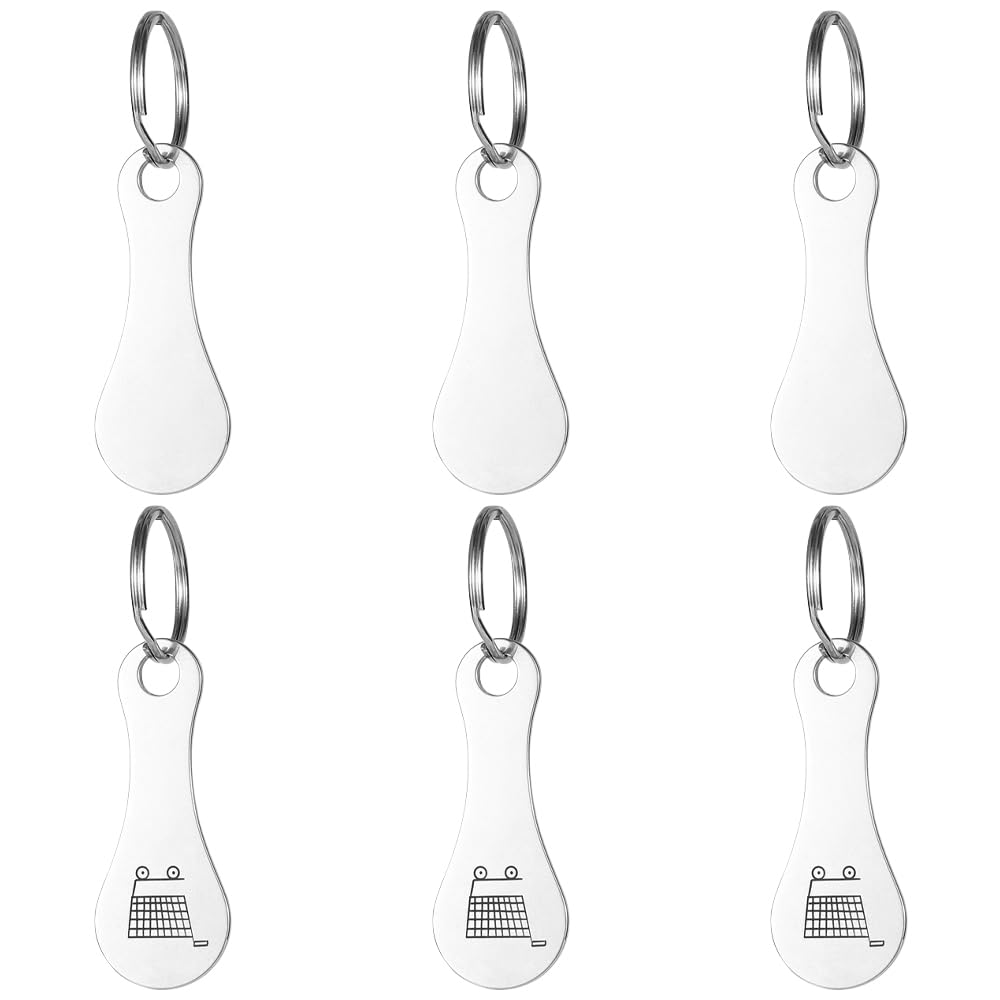 Trketk Silver 6 Pcs Trolley Token Universal Shopping Cart Token Shopping Trolley Removers Made Of Stainless Steel For Releasing Supermarket Trolleys Shopping Trolley Token Tool Accessories