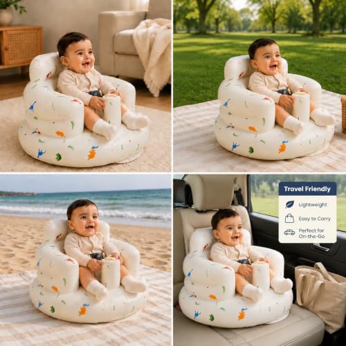 Image of Tarkan Inflatable Baby Floor Seat with 3-Point Safety Belt for 3-36 Months
