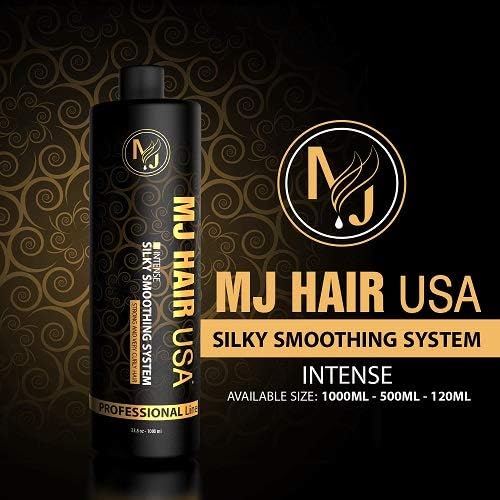 MJ Hair Silky Smoothing System,Professional Brazilian Keratin Treatment 33.8 oz for strong and curly hair (1000 ml- black)