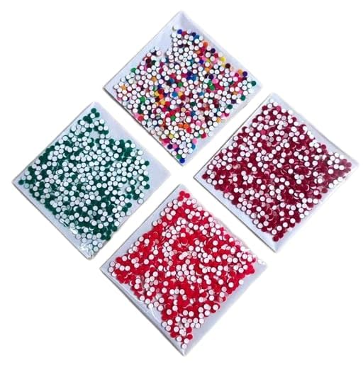 pack of 4 pouch,00 size, round green, red, maroon, and multicolour velvet small bindi combo collection-15