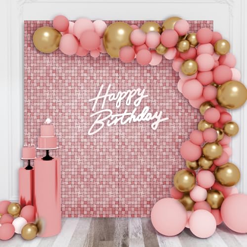 Image of Shimmer Wall Backdrop Matte Pink Square Sequin Wall Panel Backdrop Decor for Wedding, Anniversary, Birthday, Party, 36 Panels