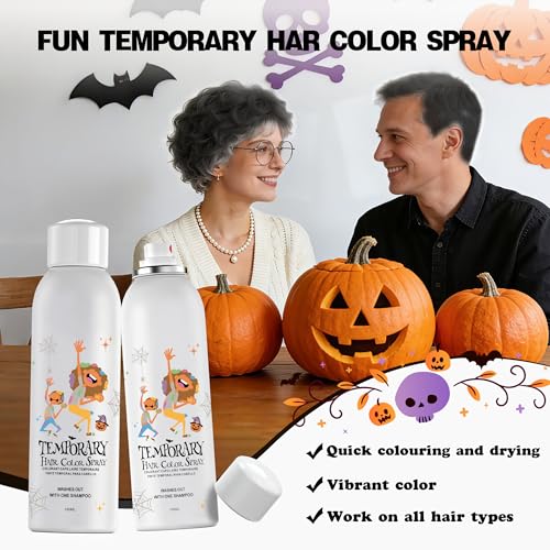 Image of Black Temporary Hair Color Spray for Women Men, Instant Colored Hair Dye Alternative for Teens, Disposable Washable, Quick Styling for Party Cosplay Christmas Halloween, 150ml