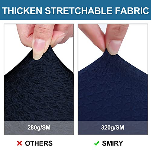 Image of Smiry Waterproof Seat Covers for Dining Room Chairs, No Rear Covers | Stretch Jacquard Removable Washable Chair Seat Slipcovers Protector, Set of 4, Navy