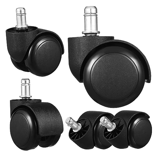 QUMIIRITY 5pcs Heavy Duty Chair Casters Replacement Smooth Rolling Office Chair Wheels with Thick Stem Quiet Low Noise Swivel Casters for Carpet and Hard Floors