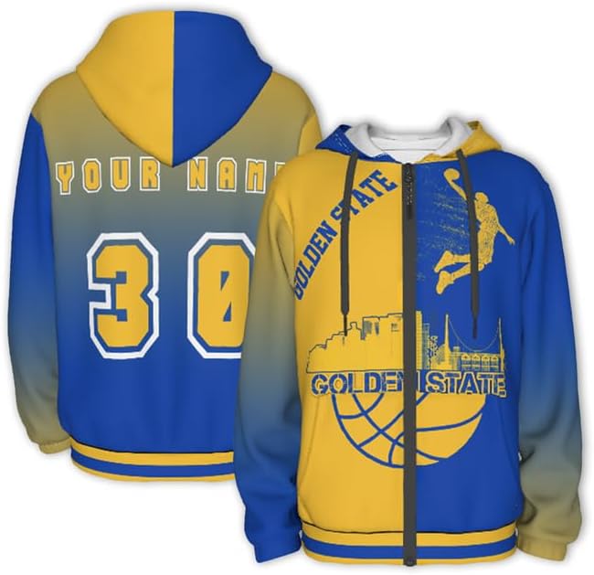 Fans Gifts Basketball Custom Full-Zip Hoodies for Men Personalized Sweatshirts Customized Hoodie with Name Numbers