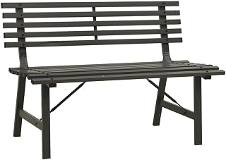 Banco de jardín de 110 cm de acero con recubrimiento en polvo – Color negro – Asiento de jardín duradero para terraza y jardín, ideal para jardines pequeños y grandes