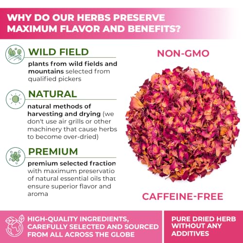 Image of 1 oz. Rose Petal Buds Herbal Tea (Rosa Damascena) - 28g Dried Rose Petals Herb Te De Rosa