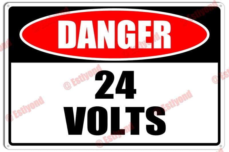 Estiyond 24 Volts Caution Warning Notice Aluminum Metal Sign 12x16 Inches
