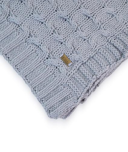 Image of Pluchi Kelly Knit Cotton Knitted Textured All Season AC Throw Blanket for Sofa (Luxurious,125cm X 150cm, 49 x 59 Inches) (Quarry Grey)