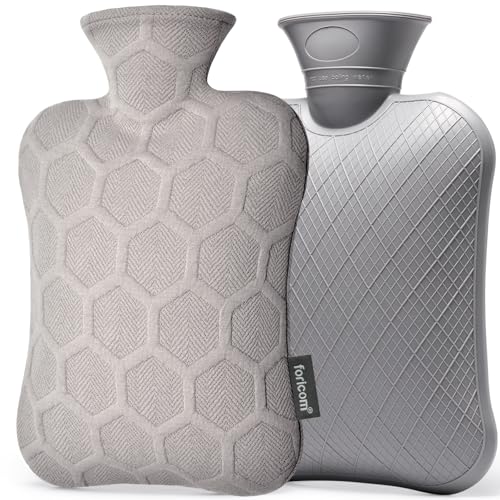 FORICOM Hot Water Bottle with Cover,Hot Water Bag for Pain Relief,Warm Water Bottle,Heating pad,Warming Bed,2Liter, Non Toxic Rubber,Made in PVC.BPA Free.