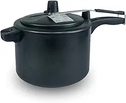 Global Panela De Pressão Antiaderente, 4,5 Litros, Revestimento em Teflon, Com Alças Laterais (Preto)