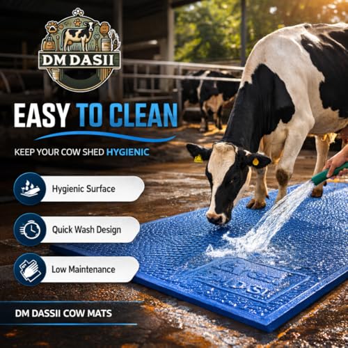Image of DM DASII EVA Cow Mat for Dairy Farm | Anti-Slip Cattle Shed Flooring Mat for Cow & Buffalo | Heavy Duty Waterproof Livestock Mat | Comfortable, Shock Absorbent & Easy to Clean (Deluxe, Blue)