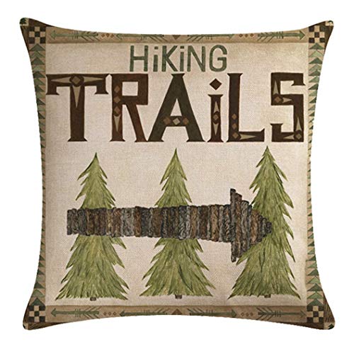 7Colorroom Set Of 4 Vintage Sea Pillow Covers Ocean Style Lake/Forest/Fish Cushion Cover Nautical Beach House Decorative Square Cotton Linen Pillowcases 18 X 18 Inches For Sofa Couch (Forest Sea) #TOP4