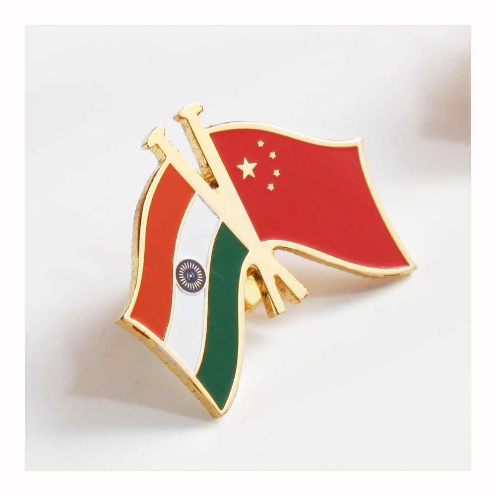 the flag shop india-china cross flag brass lapel pin/brooch/badge for clothing accessories
