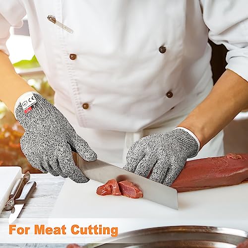 Xuhal 20 Pairs Cut Resistant Gloves Level 5 Protection Cutting Safety Kitchen Anti Cut Gloves for Kitchen (L)