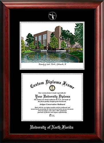 Campus Images NCAA North Florida Ospreys Unisex Silver Medallion Frame University of North Florida 11w x 8.5h Silver Embossed Diploma Frame Lithograph, Brown, One Size