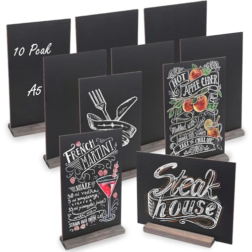 JMIATRY 10 Pcs Ardoise Craie A5, Tableau Ardoise-22.5×15.3cm, Petit Tableau Noir Mini Panneau d’Affichage pour Anniversaire Mariage Bar Café Boulangerie...