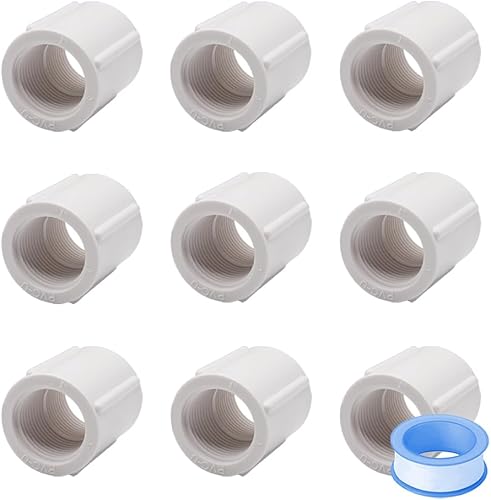 9 unids 1 pulgada doble hembra roscada blanco PVC adaptador accesorios hembra a hembra rosca acoplamiento tubería conector para trabajos de jardín