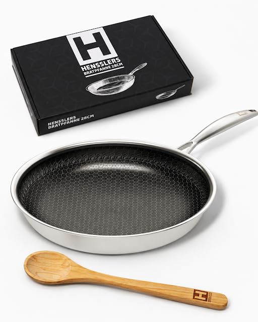 HENSSLERS® 28 cm Edelstahl Pfanne mit Keramikbeschichtung...