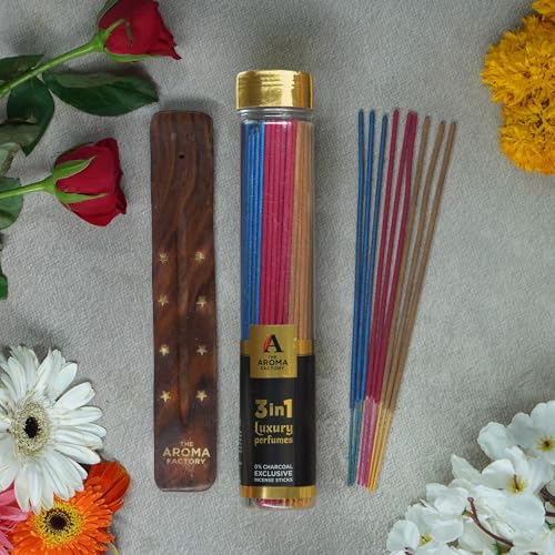 Image of The Aroma Factory 3 in 1 & Attar Jannat Ul Firdaus Luxury Perfume Agarbatti - Pack of 2 x 100 (Made Without Using Charcoal)