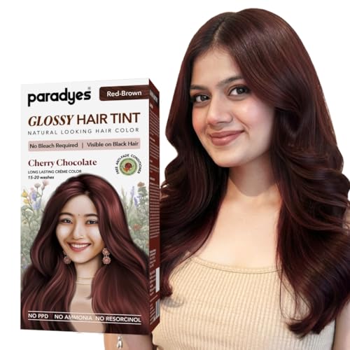 Image of Paradyes Cherry Chocolate No Bleach Hair Tint | Glossy Hair Color | Visible on Virgin Black Hair | Natural-Looking, Glossy Finish | PPD-Free